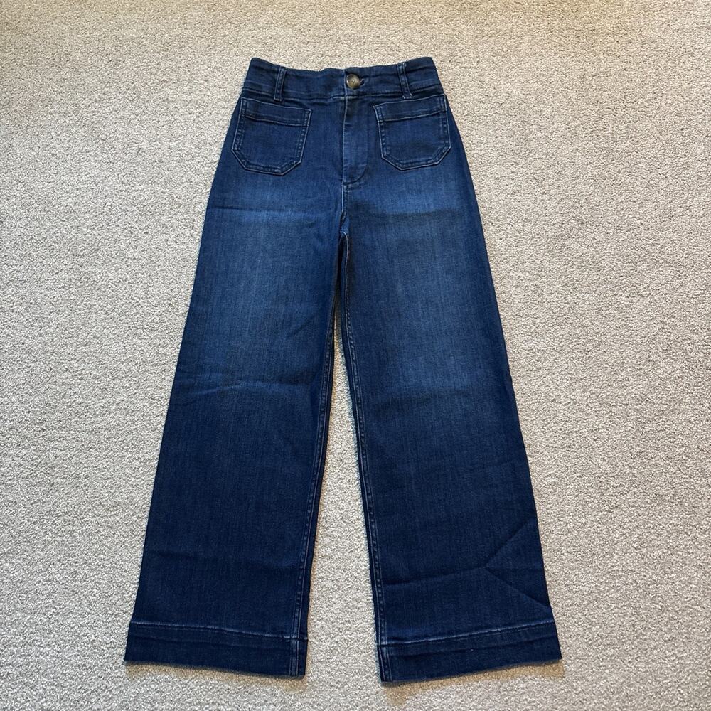 Pilcro Anthropologie The Skipper Size 25 Dark Wash Cropped Wide Leg Jeans